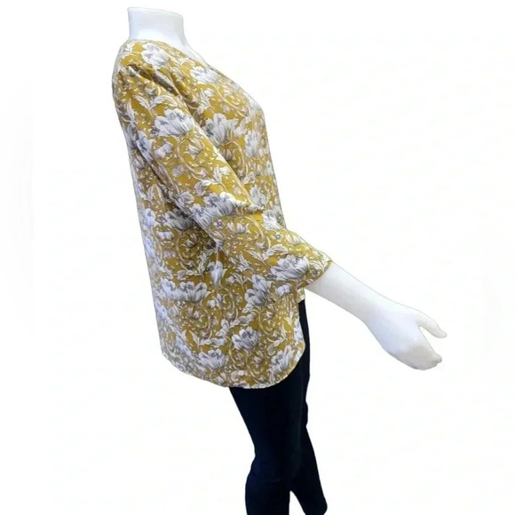 Banana Republic Yellow Grey Boho Tunic Blouse Size XL - Picture 3 of 10